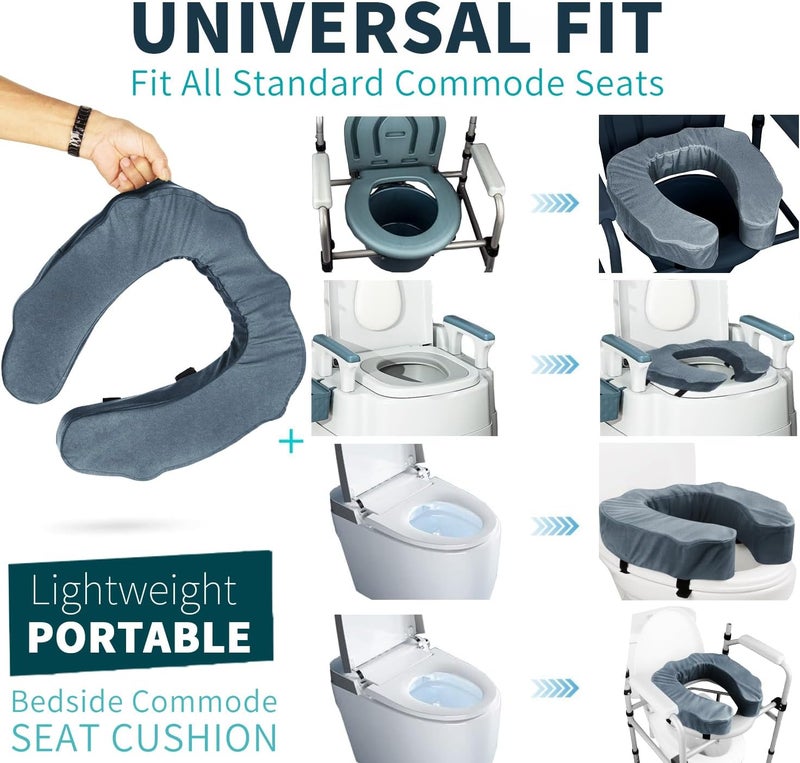 QIUCHA Raised Toilet Seat Cushion for Elderly, 3" Padded Toilet Seat Riser with High-Density Foam for Enhanced Comfort & Elevation, Universal Fit, Commode Seat Cushion for Bedside Commode (3 inches) - Image 5